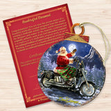Santa Motorcycle Rider Wooden Ornaments by Gelsinger - Christmas Santa Snowman Decor - 8021029-1553