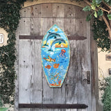 Tabla de surf con criaturas marinas para puerta, decoración de G. DeBrekht - Decoración costera navideña - 8198522-3H