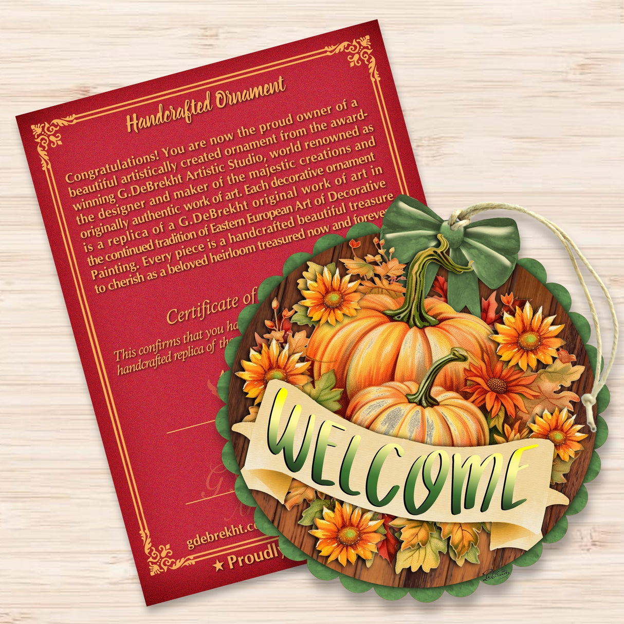 Welcome Wooden Ornaments by G. Debrekht Thanksgiving Halloween Decor - 933123