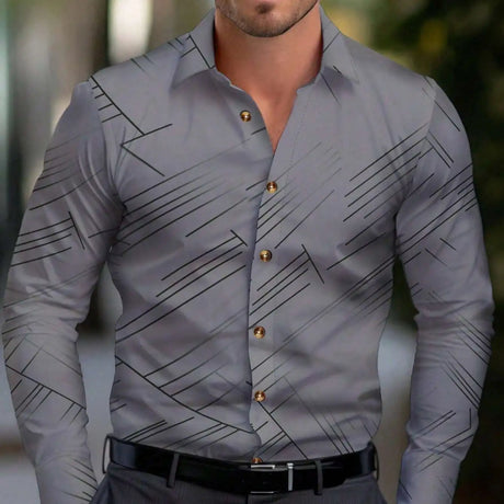 Business Men's Diagonal Striped Shirt Casual Plus Size - Lootquake
