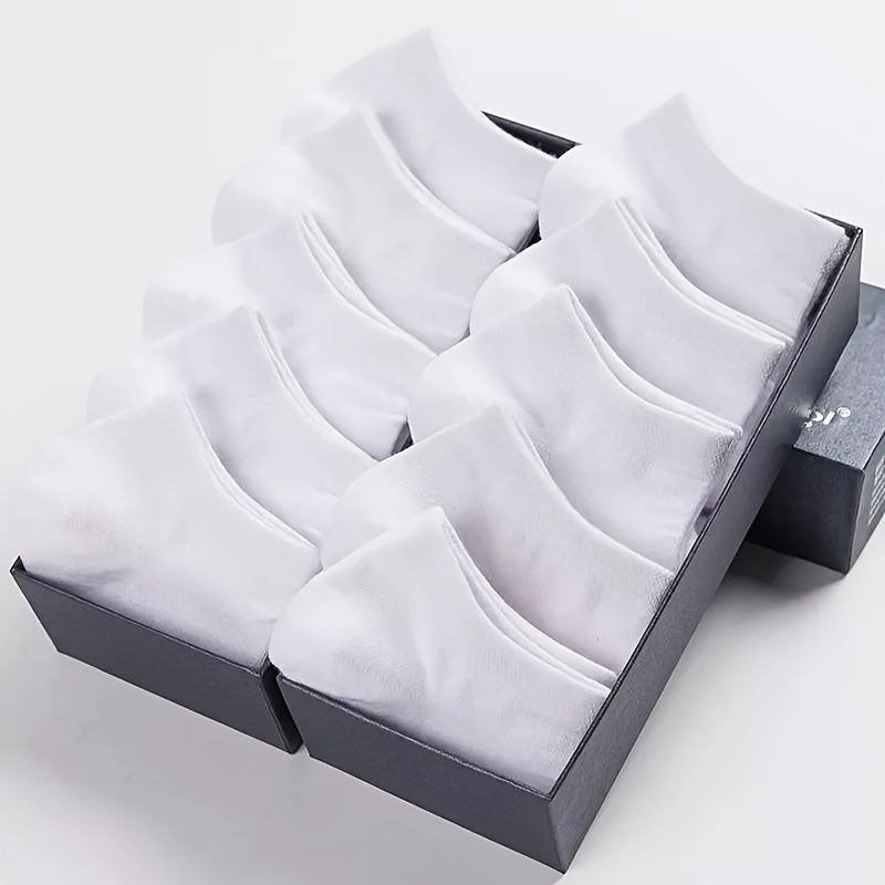 5/10/12 pares de calcetines tobilleros lisos para hombre, cómodos, transpirables, suaves y absorbentes del sudor, ideales para exteriores.