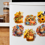 Happy Thanksgiving Decorative Wooden Magnets Set of 6 by G. Debrekht - Thanksgiving Decor - 8090018G-S6