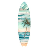 Tabla de surf con palmeras tropicales, arte mural costero de G. DeBrekht - Decoración costera navideña - 8490112HS