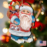 Coming to Town Santa Wooden Ornaments by G. DeBrekht - Christmas Santa Snowman Decor - 8117663