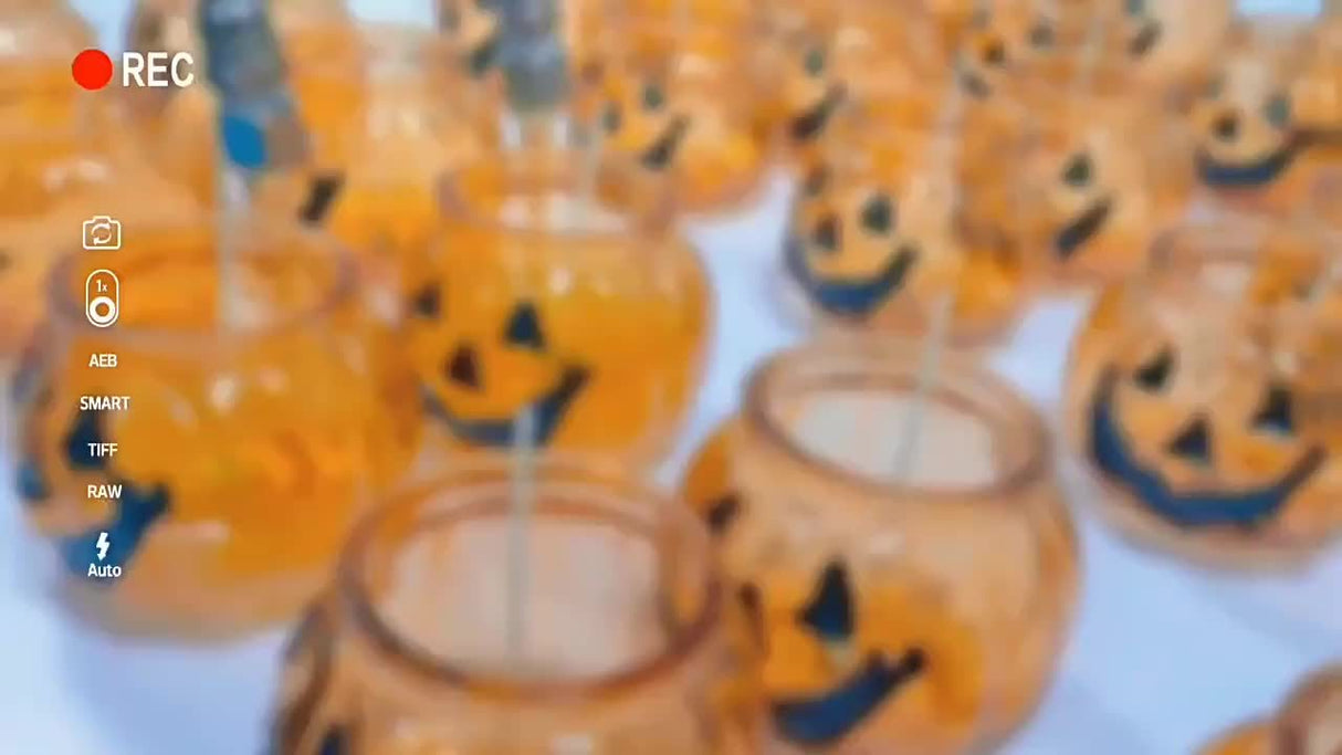 Bougie parfumée en forme de citrouille d'Halloween avec poignées - 180 g, parfum rose, idéale pour la décoration de fête et l'ambiance de la maison