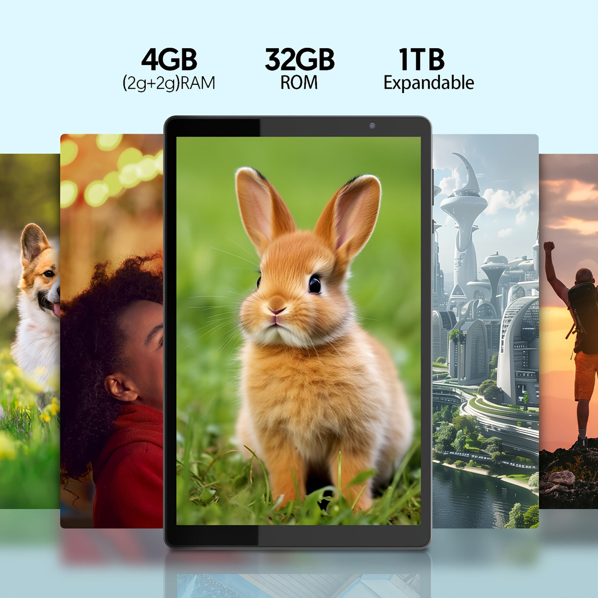 Tablette Android 12 10 pouces : processeur quad-core, 32 Go de stockage ROM (extensible jusqu'à 1 To), 2 Go de RAM, écran IPS HD 1280 x 800, appareil photo 2 MP + 2 MP, batterie 6 000 mAh, double caméra HD, Wi-Fi 6