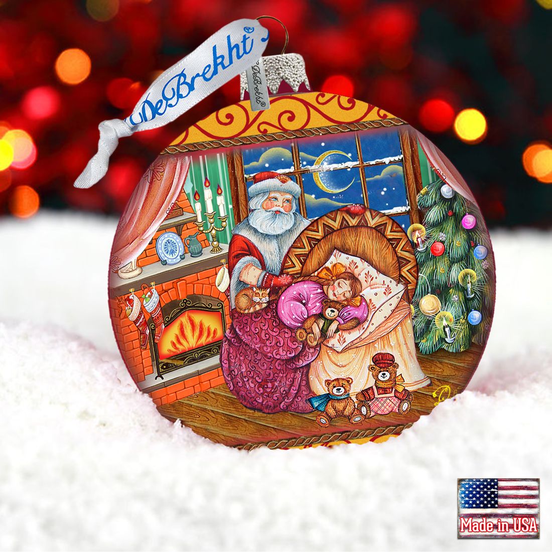 Christmas Ball Glass Ornament by G. DeBrekht - Christmas Santa Snowman Decor - 73615