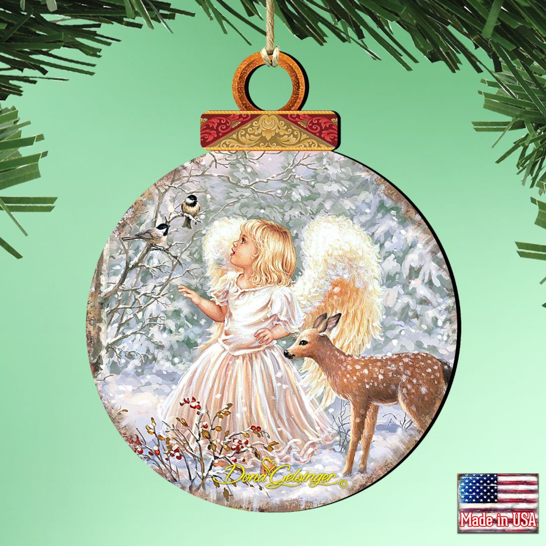 Adornos de madera con forma de ángel y ciervo del bosque de Gelsinger - Decoración navideña para la Natividad - 8021122-1703