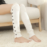Calentadores de piernas de punto con ribete de encaje: suaves, elásticos y por encima de la rodilla para mujer. Medias y calcetines a juego con botones decorativos para el frío.