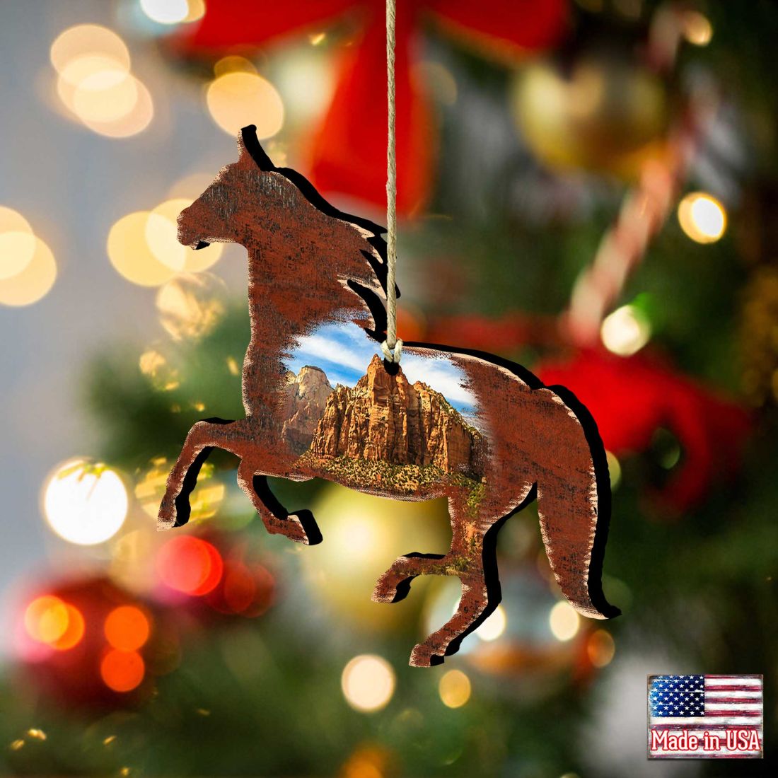 Adornos de madera con forma de caballo de Nature Wonders - Decoración navideña con temática de vida silvestre - 81981582