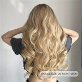 26 Inch Long Ash Blonde Wavy Wig with Bangs