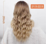26 Inch Long Ash Blonde Wavy Wig with Bangs