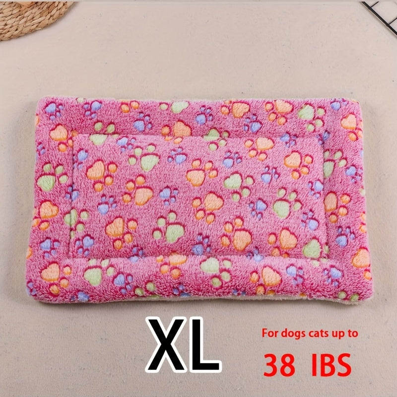 Manta rectangular para mascotas, resistente a la suciedad y para todas las estaciones - Cómoda cama con estampado de pata de perro y corazón (1 unidad)