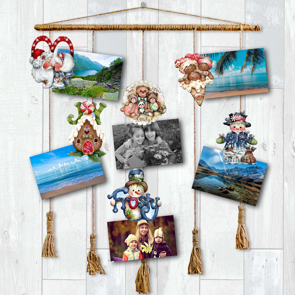 Merry Christmas  Decorative Wooden Clip-on Ornaments Set of 6 by Jamie Mills-Price - Christmas Decor - 8090136C-S6