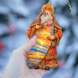 Adornos de madera de Santa Claus con paseo en surf tropical de G. Debrekht - Decoración navideña de muñeco de nieve de Santa Claus - 8691413