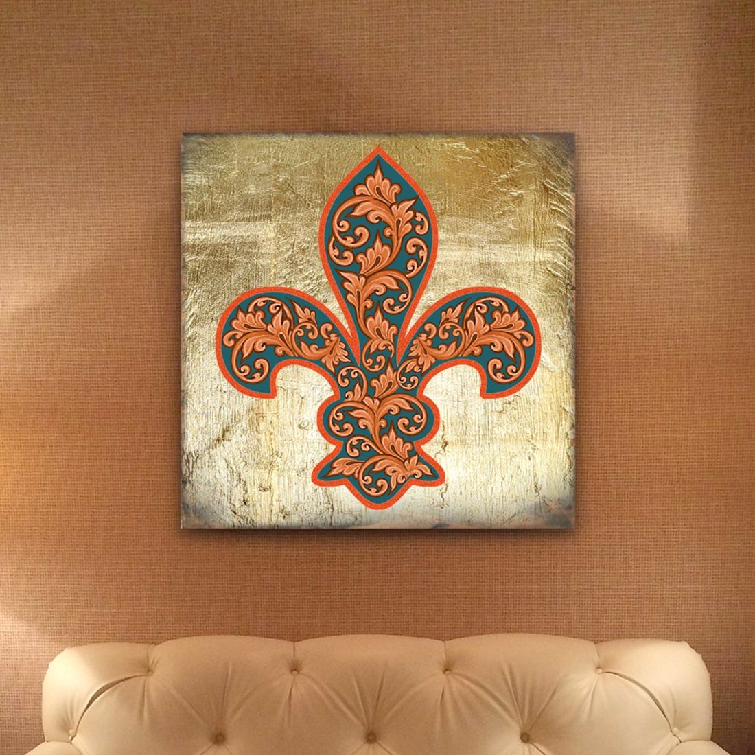 Cross Fleur de Lis Wooden Gold Plated Wall Art by Museum Icon - Celtic Decor - 850442-09