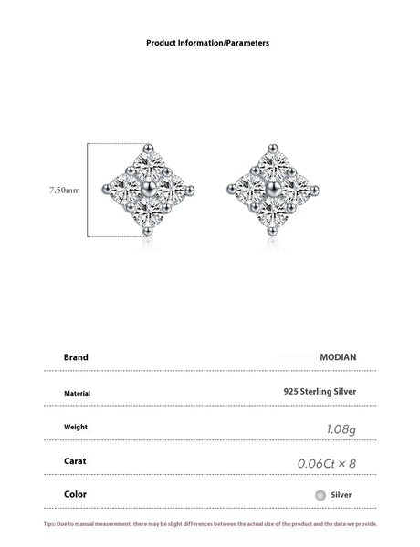 S925 Sterling Silver Diamond Flower Earrings - Lootquake