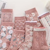 6 pares de calcetines con estampado floral, cómodos y suaves, para mujer.