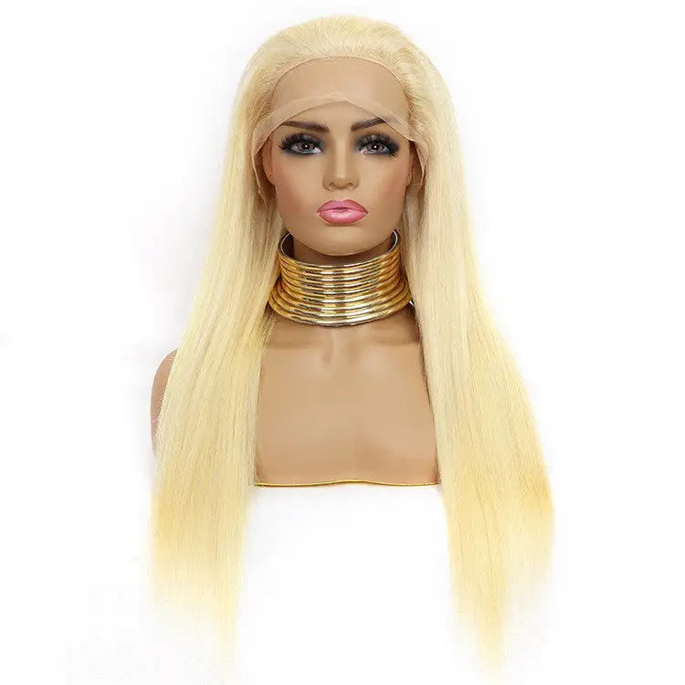 Reality golden long straight lace headgear - Lootquake