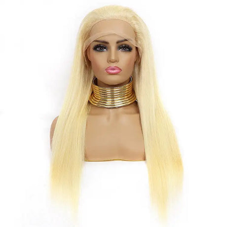 Reality golden long straight lace headgear - Lootquake