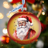 Jolly Santa Claus Ball Glass Ornament by G. Debrekht - Christmas Santa Snowman Decor - 73374