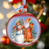 Adorno de cristal grande "Amigo de Papá Noel" de G.Debrekht - Decoración navideña de muñeco de nieve de Papá Noel - 73941