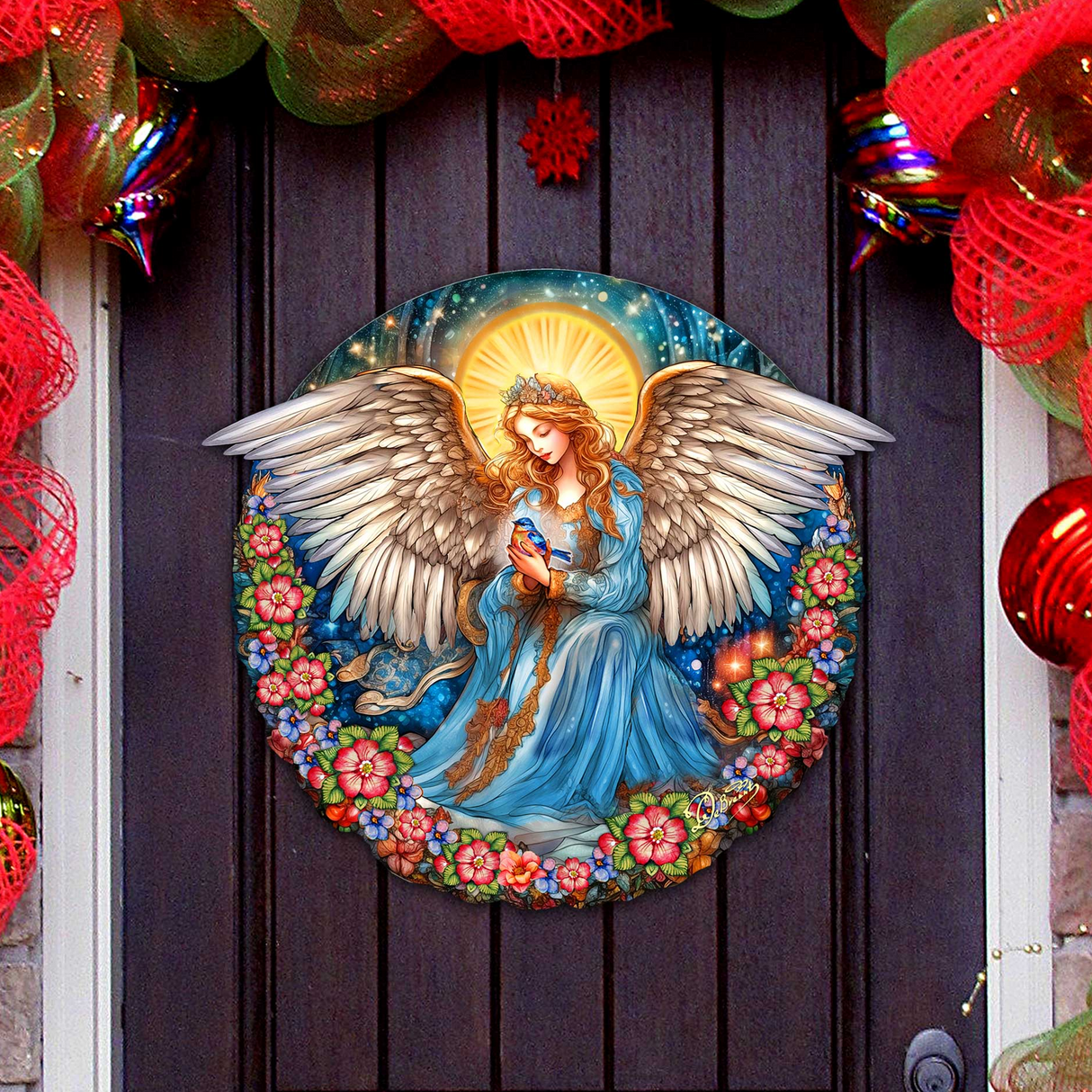 Decoración navideña para puerta "Ángel de la Guarda de la Serenidad" de G. Debrekht - Decoración navideña de Natividad - 8652806H