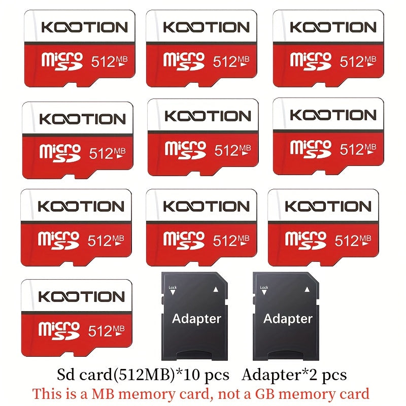 [10 cartes TF haute vitesse] KOOTION Lot de 10/5 cartes mémoire TF haute vitesse UHS-I C10 U1 64 Go 32 Go 512 Mo avec adaptateur SD | Mini carte SDXC pour smartphone, tablette, ordinateur portable, caméra embarquée, drone, console de jeu