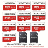 [10 cartes TF haute vitesse] KOOTION Lot de 10/5 cartes mémoire TF haute vitesse UHS-I C10 U1 64 Go 32 Go 512 Mo avec adaptateur SD | Mini carte SDXC pour smartphone, tablette, ordinateur portable, caméra embarquée, drone, console de jeu