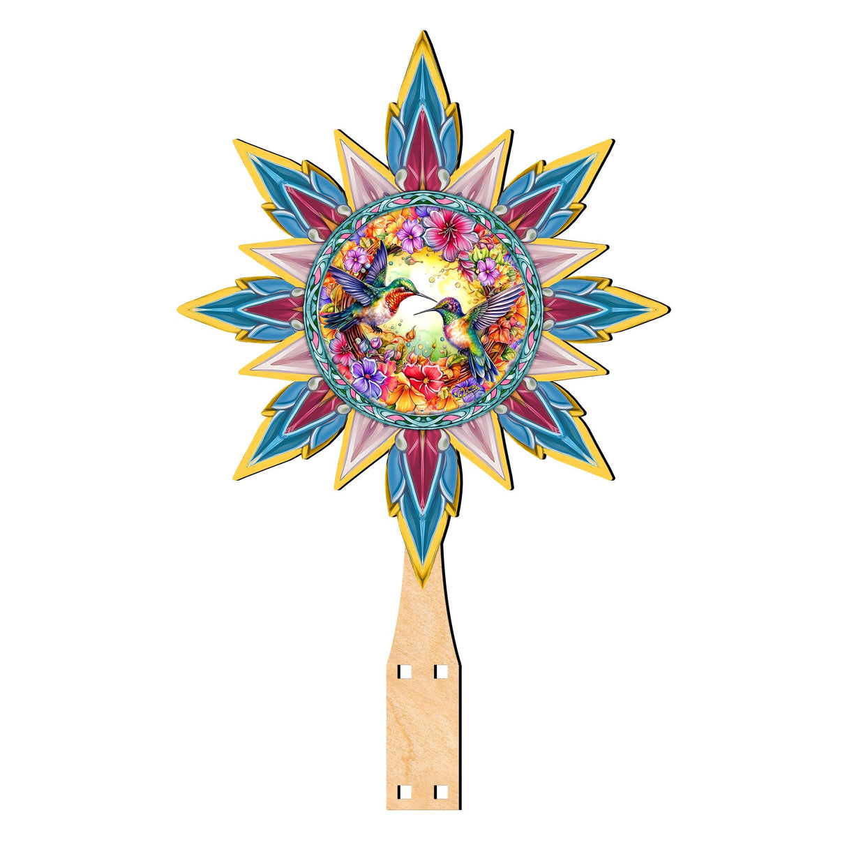 Hummingbird Heaven Star Tree Topper Wooden Decor by G. Debrekht - Wildlife Holiday Decor - 89512
