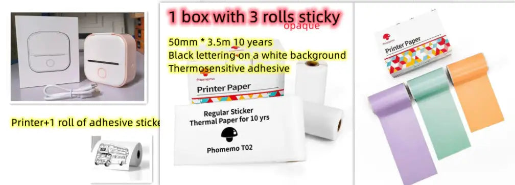 Portable Mini Printer for Students and Hobbyists, Bluetooth Thermal Label Printer