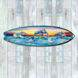 Dolphin's Dance Surfboard Coastal Wall Art by G. DeBrekht - Coastal Holiday Decor - 8490122HS
