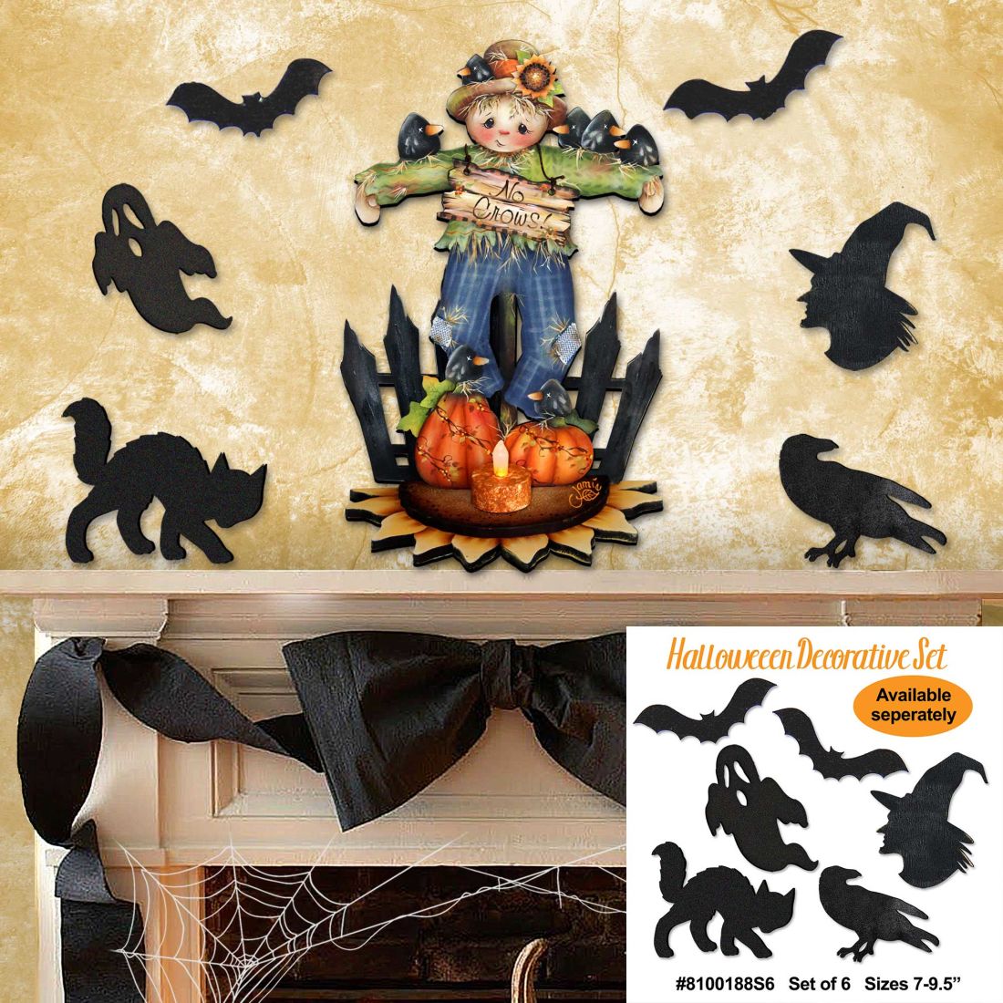 No Crows Scarecrow Halloween Door Decor by Jamie Mills-Price - Thanksgiving Halloween Decor - 8457404H