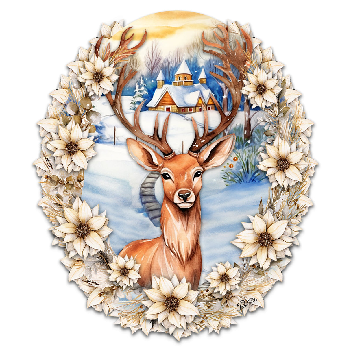 Majestic Forest Deer Holiday Door Decor by G. Debrekht - Christmas Decor - 8611065H
