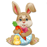 Bunny with Chick Wooden Door Hanger by G. DeBrekht - Easter Spring Decor - 815432-1H