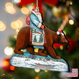 Santa On Grizzly Bear Ornament by G. DeBrekht - Christmas: Santa Snowman Decor - 8151128