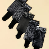 5 Pairs Fashion Thin Floral Lace Socks, Comfy & Breathable Short Socks, Women's Stockings & Hosiery