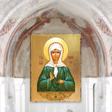 Matrona Wooden Gold Plated Religious Christian Sacred Icon - Inspirational Icon Decor - 85048