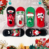 6 pares de calcetines navideños con estampado de dibujos animados, suaves y cómodos, de corte bajo, para mujer.