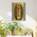 Icono religioso cristiano sagrado de madera bañado en oro de San Crisóstomo - Decoración inspiradora - 85054