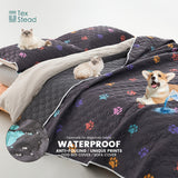 Ultimate Reversible Dog Bed Cover - Waterproof, Washable, Reusable Camping Mat with Geometric Embroidery Blanket, Rainbow Dog Paw Design, Easy to Clean and Durable for Indoor and Outdoor Use