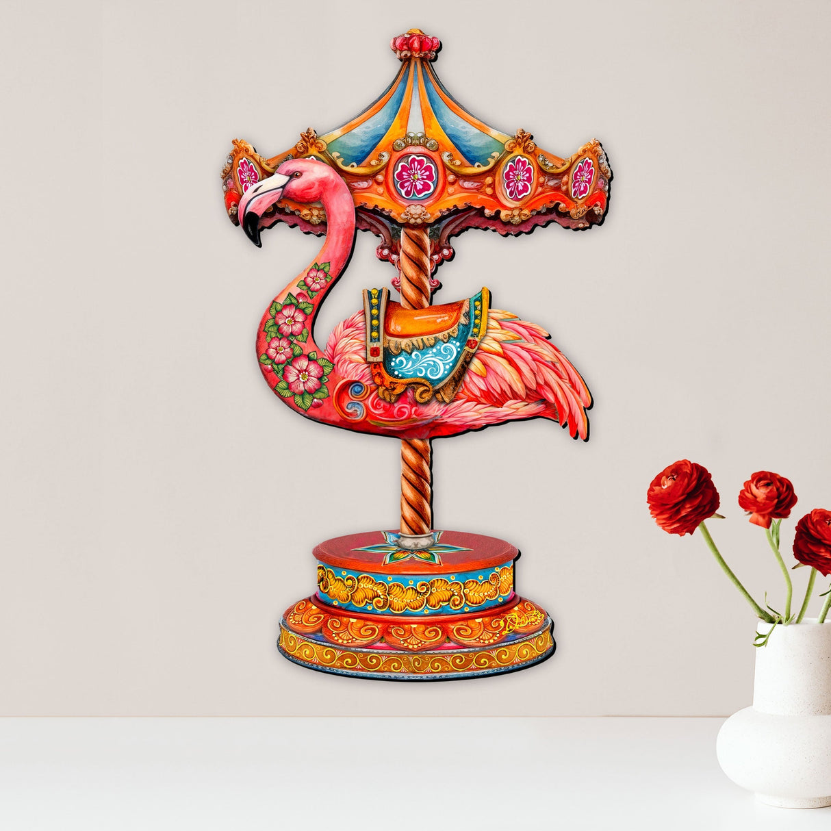 Pink Flamingo Carousel Holiday Door Decor by G. Debrekht - Love Kids Family Decor - 8652752H