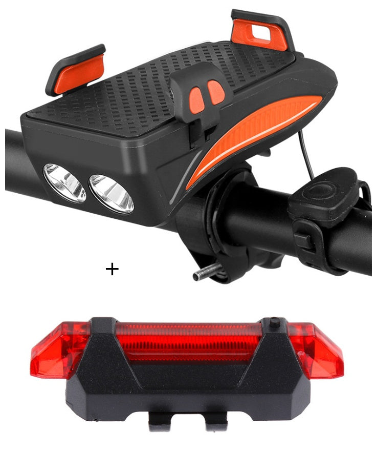 Bike Phone Holder with Charger, Bell, and Light
