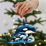 Alaskan Whale and Orca Wooden Ornaments Set of 2 by G. Debrekht - Wildlife Holiday Decor - 8091323S5