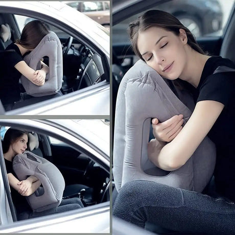 Inflatable Travel Sleeping Bag Portable Cushion Neck Pillow for Men Women Outdoor Airplane Flight Train Sleeping Easy - Lootquake