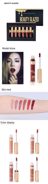 6Pcs Liquid Matte Lipstick Long-lasting, Easy to Wear