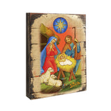 Nativity Birth Wooden Gold Plated Religious Orthodox Sacred Icon - Inspirational Icon Decor - 85019