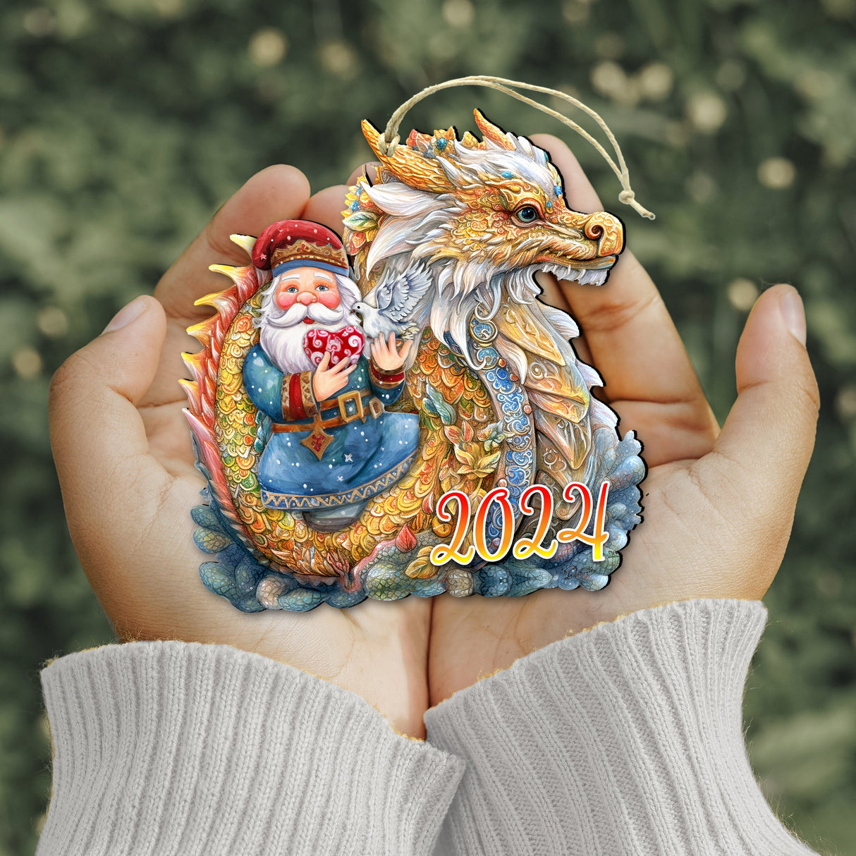 Adornos de madera de Papá Noel con dragón de G. Debrekht - Decoración navideña - 8611088-24