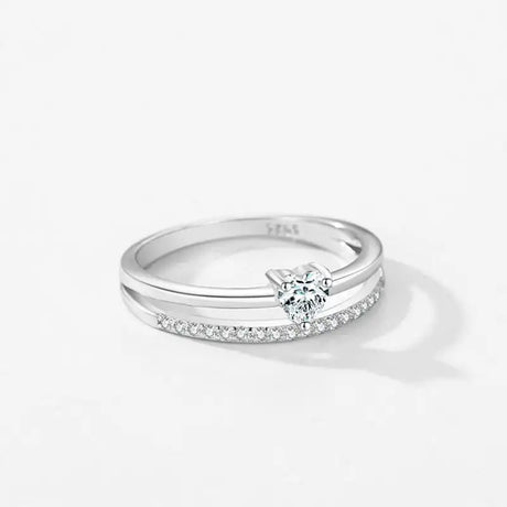S925 Loving Heart In Sterling Silver Zircon Ring Light Luxury - Lootquake