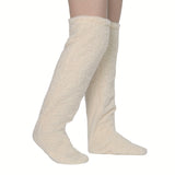 Calcetines afelpados hasta el muslo para parejas: medias de punto cálidas y duraderas por encima de la rodilla, de fácil cuidado.